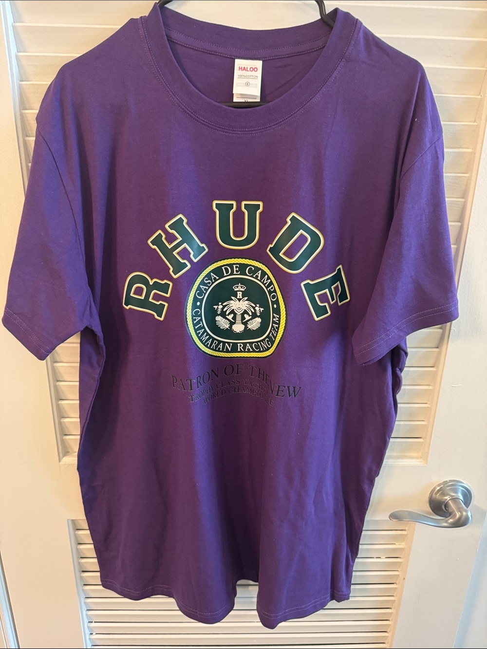 New! “Rhude” Purple Logo Crewneck with Green and Cream Crest